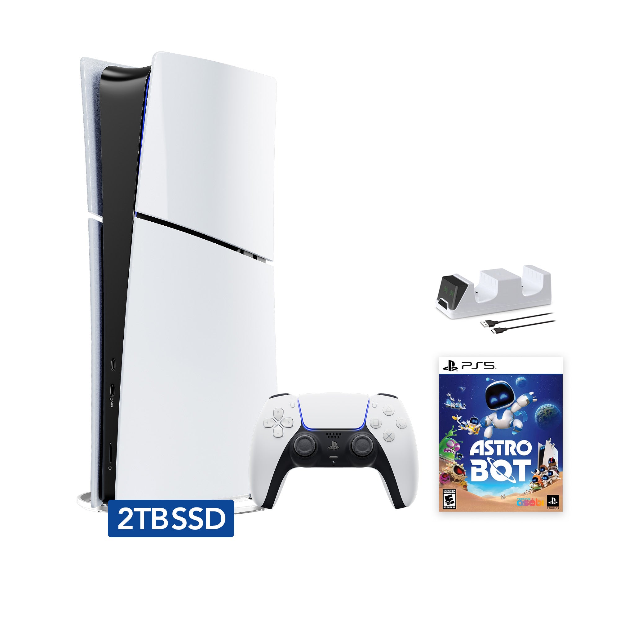 2025 New PlayStation 5 Slim Upgraded 2TB Digital Edition ASTRO BOT Bundle and Mytrix Controller Charger - White, Slim PS5 2TB PCIe SSD Gaming Console 2025 New PlayStation 5 Slim Upgraded 2TB Digital Edition ASTRO BOT Bundle and Mytrix Controller Charger - White, Slim PS5 2TB PCIe SSD Gaming Console